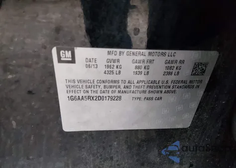 2013 Cadillac Ats Standard из США, поврежденный, VIN 1G6AA5RX2D0179228